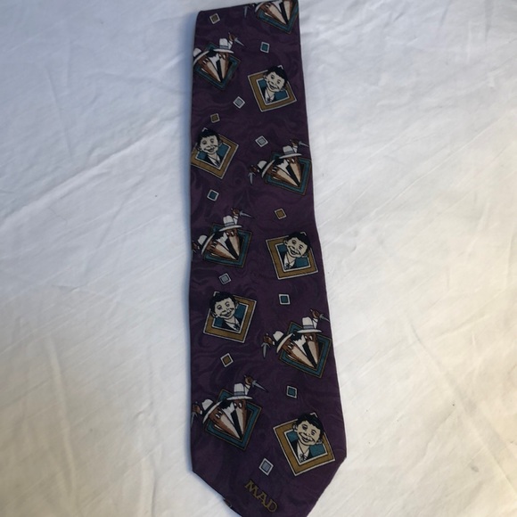 Mad Magazine Alfred E. Newman/Spy vs Spy Purple Silk Tie Made in Canada - Picture 4 of 12
